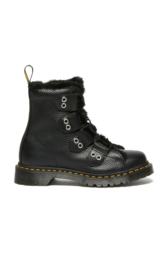 Dr. Martens workery skórzane 1460 LTT Fur Lined platforma czarny DM31876001