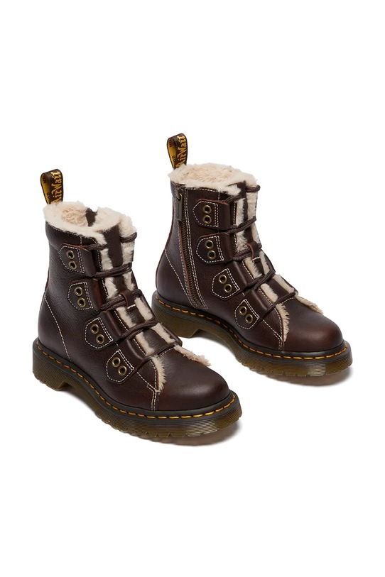 Dr. Martens workery skórzane 1460 LTT Fur Lined DM41417200 brązowy AW25