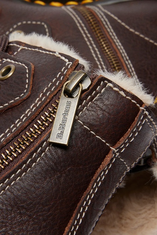 Dr. Martens workery skórzane 1460 LTT Fur Lined DM41417200 brązowy