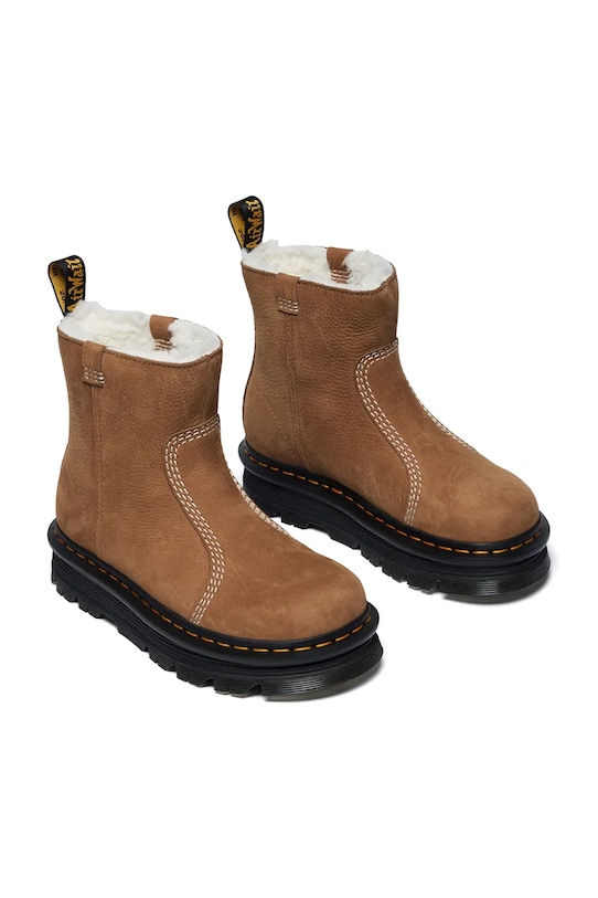 Dr. Martens botki nubukowe ZebZag Rigger Warm Lined DM42023200 brązowy AW25