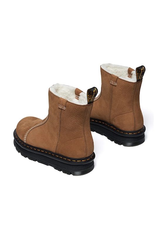 Obuwie Dr. Martens botki nubukowe ZebZag Rigger Warm Lined DM42023200 brązowy