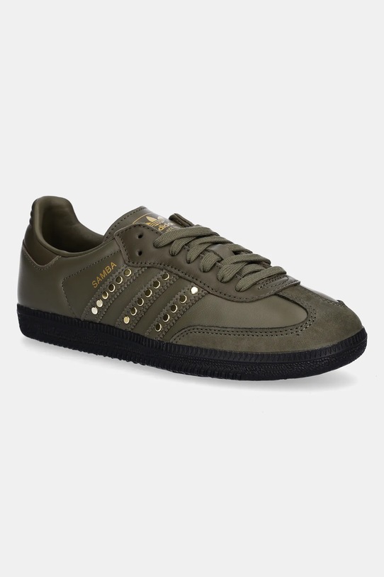 Kožené tenisky adidas Originals Samba OG W plochá zelená JR8870