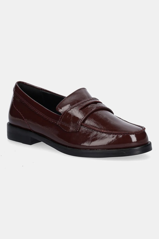 Clarks Originals mokasyny skórzane Straven Edge imitacja skóry lakierowanej bordowy 26184847