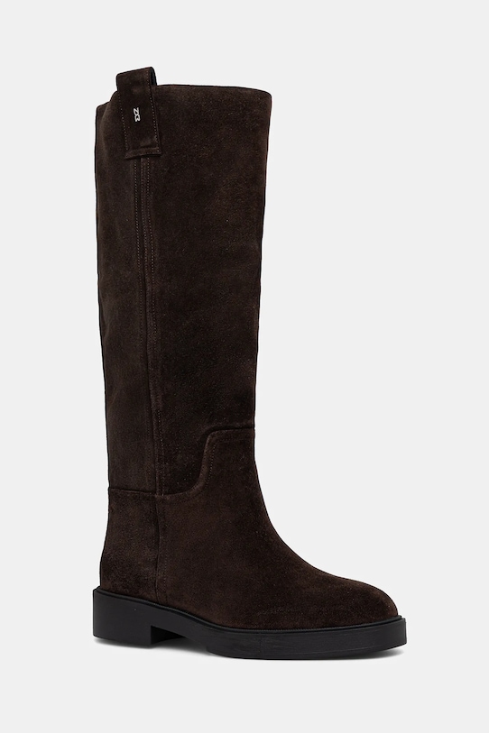 Nokwol cizme din piele întoarsă Jose Brown Leather neizolat maro Jose.Brown.Leather