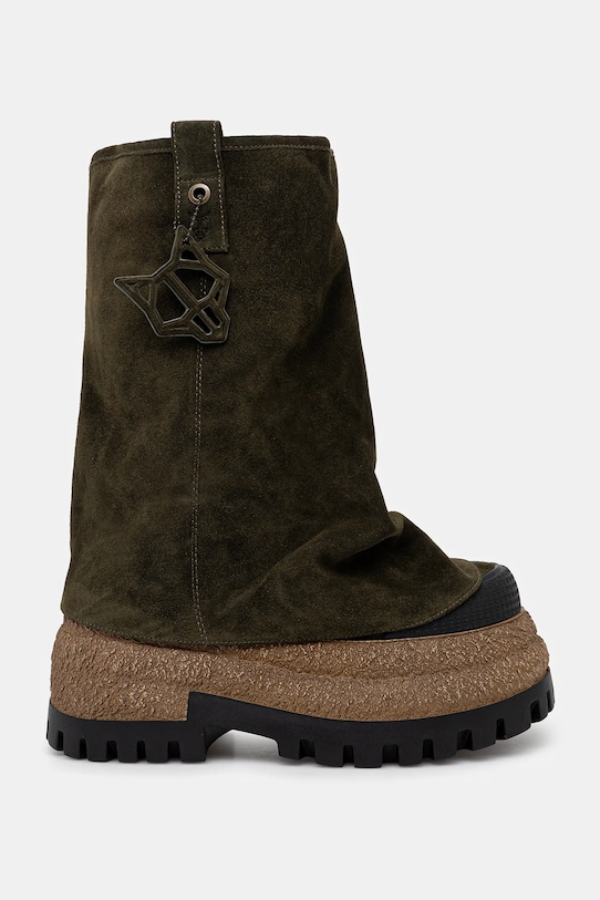 Naked Wolfe stivali in pelle scamosciata Disturb Disturb.Green verde AW25