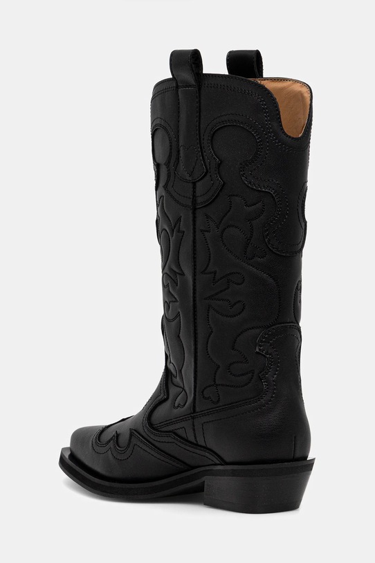 Obuwie GANNI kowbojki Mid Shaft Embroidered Western Boot S3110 czarny