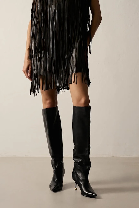 Кожени ботуши Vanda Novak Kaja Deep Black черен Kaja.Deep.Black