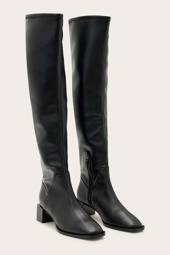 AllSaints kozaki skórzane Avril Knee High Boot W014FC czarny AW25