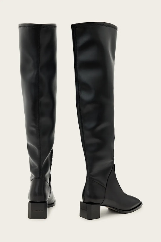 Obuwie AllSaints kozaki skórzane Avril Knee High Boot W014FC czarny