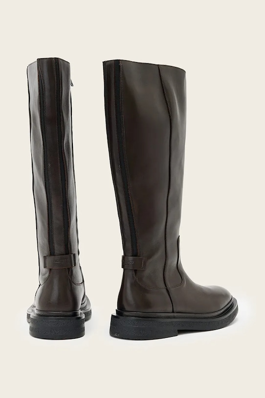 Obuwie AllSaints kozaki skórzane Escher Rider Boot W083FD brązowy