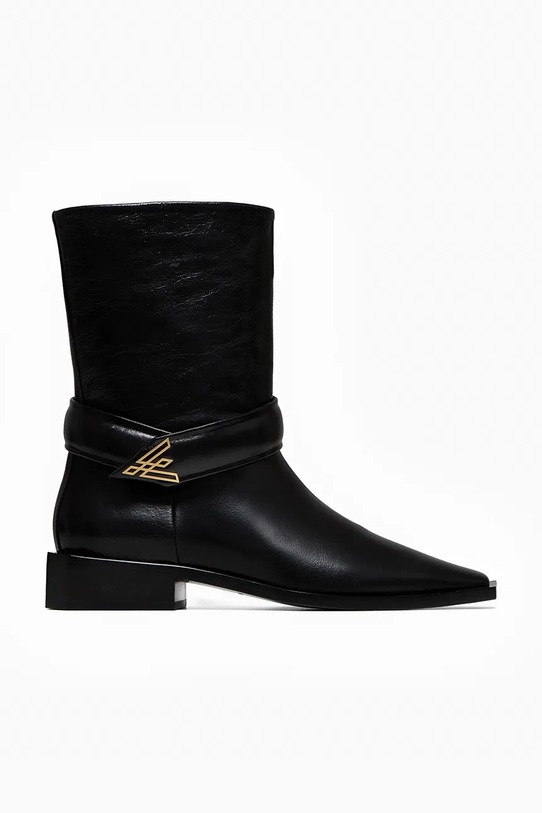 Vanda Novak botki skórzane ZOEY DEEP BLACK płaski czarny ZOEY.DEEP.BLACK