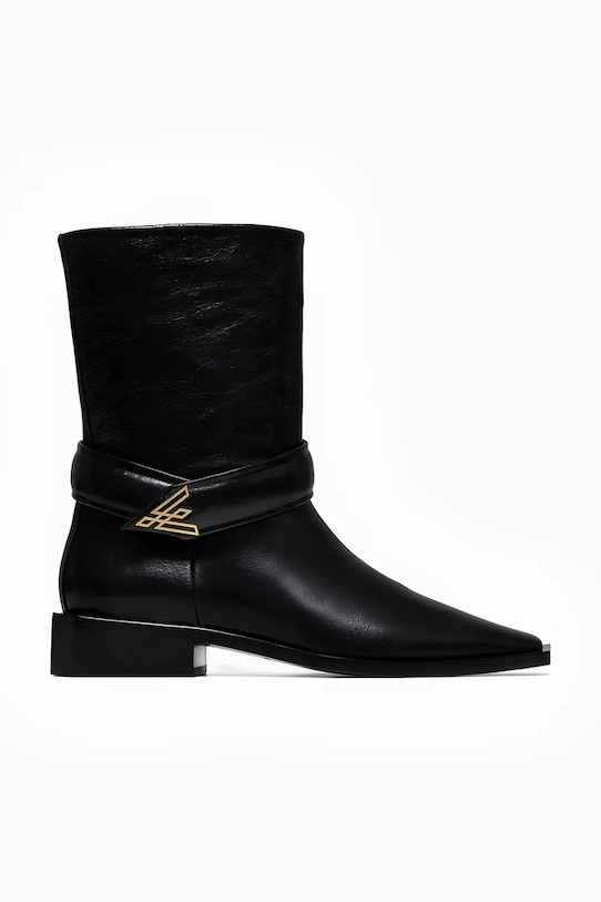 Vanda Novak botki skórzane ZOEY DEEP BLACK płaski czarny ZOEY.DEEP.BLACK