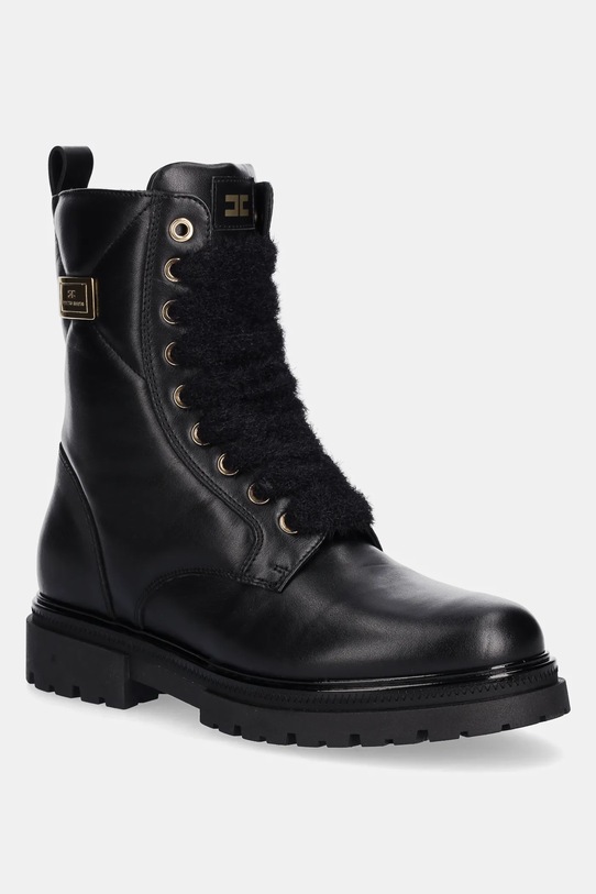 Elisabetta Franchi botki skórzane nieocieplane czarny F4A5.E0432