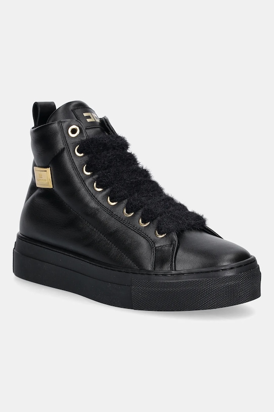 Elisabetta Franchi sneakersy skórzane dziecięce wysoka czarny F4A9.E0362