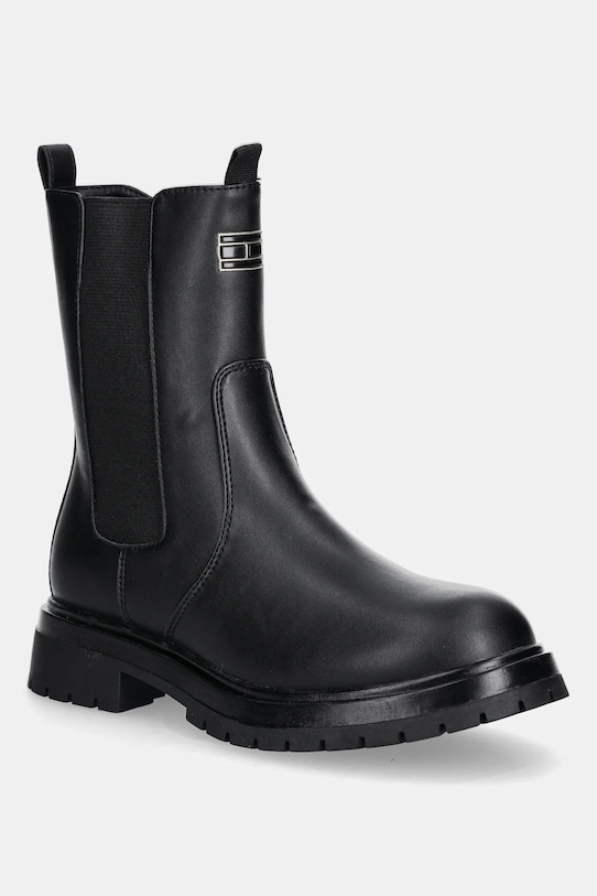 Detské čižmy Tommy Hilfiger imitácia kože čierna T3A5.34016