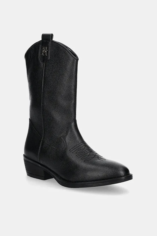 Detské kožené kovbojské topánky Tommy Hilfiger T3A6.34040 čierna