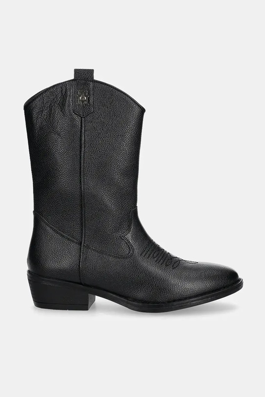 Detské kožené kovbojské topánky Tommy Hilfiger nezateplené čierna T3A6.34040