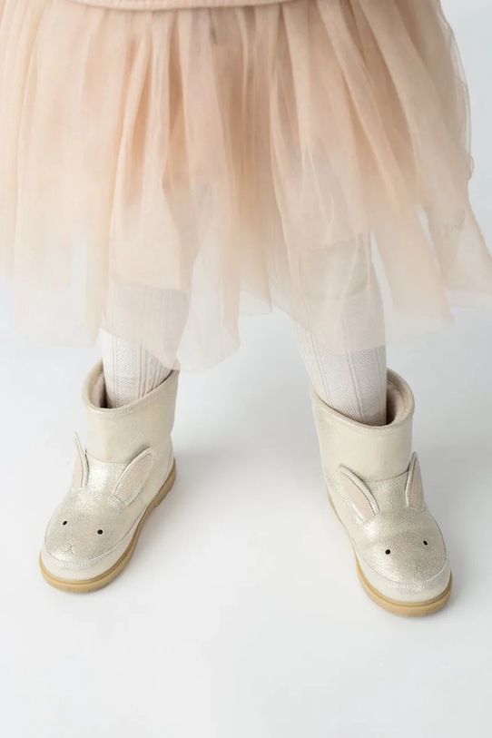 Donsje buty zimowe skórzane dziecięce Xelly Boots Bunny brak zapięcia srebrny 2031701.22.28