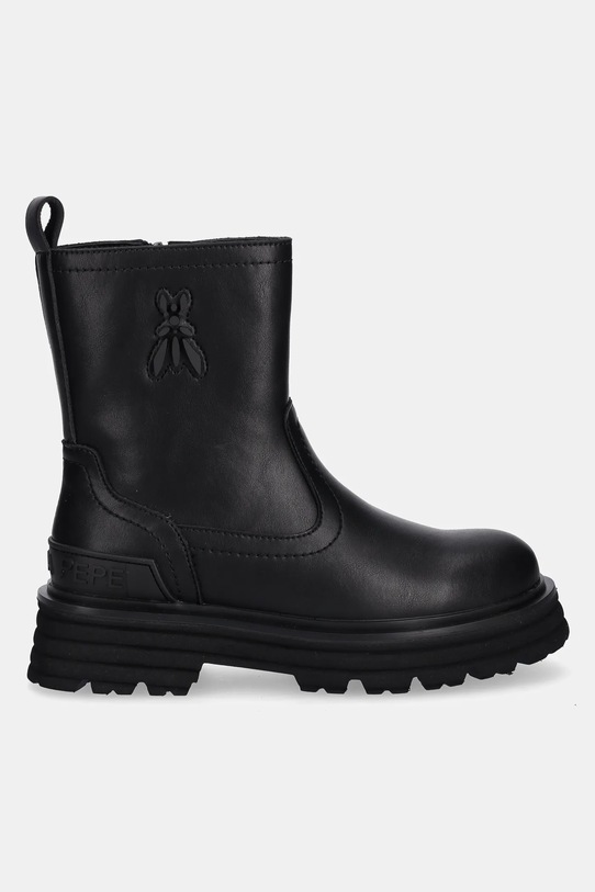Παιδικές δερμάτινες μπότες Patrizia Pepe PPJ979 μαύρο AW25