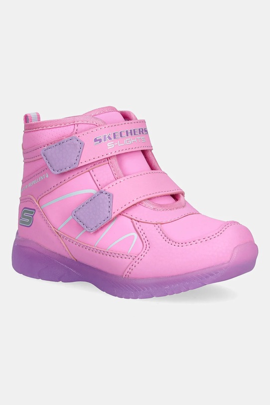 Skechers buty zimowe dziecięce ILLUMI-BRIGHTS - POLAR STEPPE lekko ocieplane różowy 319310N
