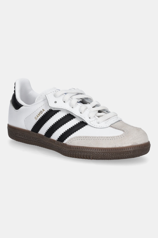 Детские кожаные кроссовки adidas Originals SAMBA OG замш белый JQ6391