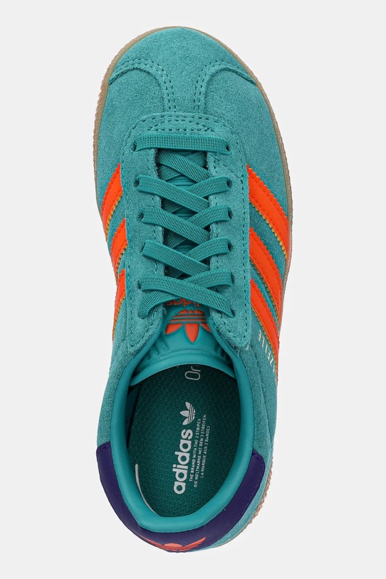 adidas Originals sneakers de piele întoarsă pentru copii GAZELLE verde JR7428