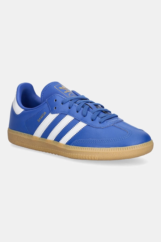 Детские кожаные кроссовки adidas Originals SAMBA OG низкая голубой JQ2854