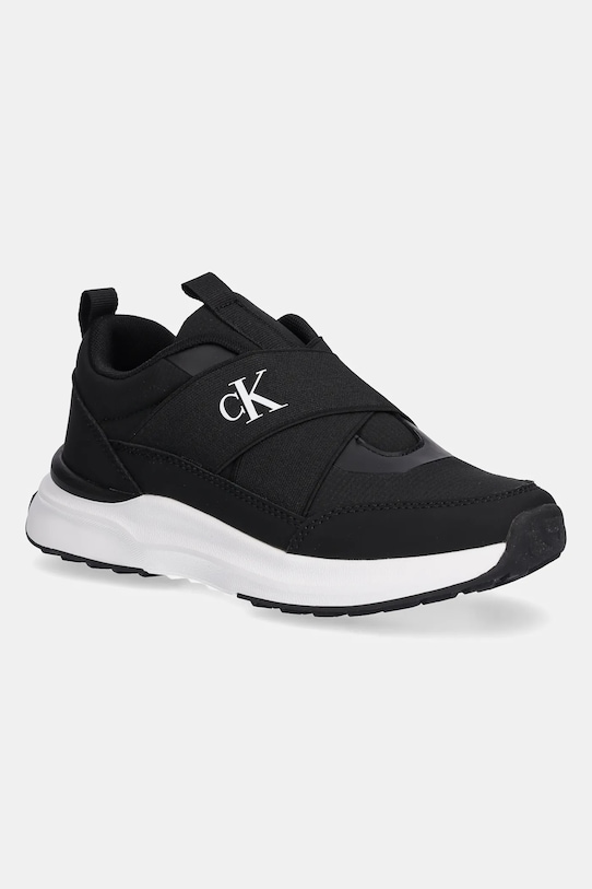 Calvin Klein Jeans sneakersy dziecięce imitacja skóry licowej czarny V3X9.83172