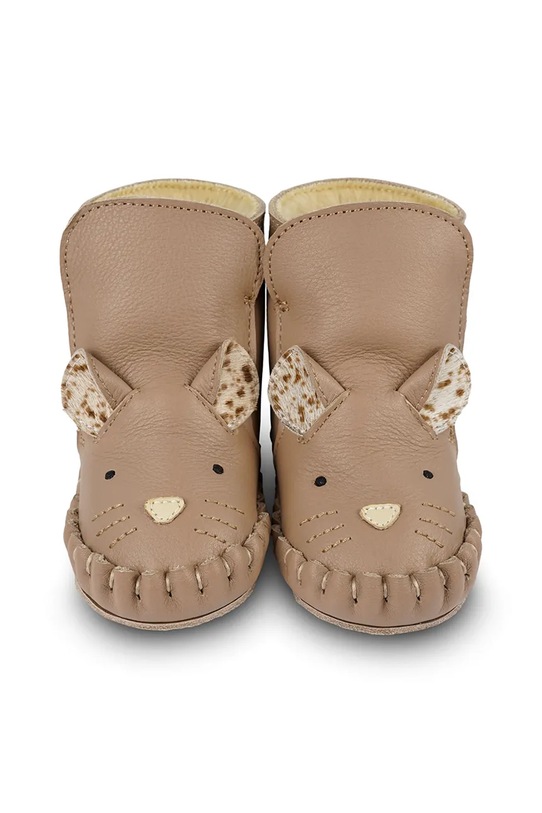 Donsje buty skórzane niemowlęce Kapi Exclusive Booties Mouse 1028124 brązowy AW25