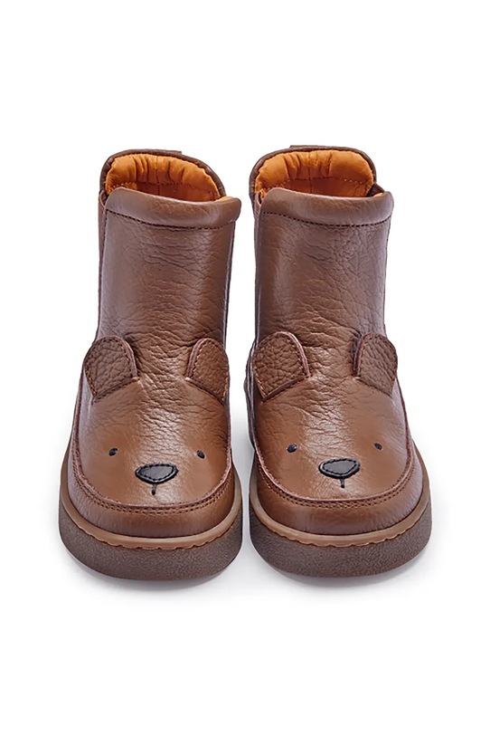 Chłopiec Donsje buty skórzane niemowlęce Thudo Classic Boots Bear 1504701 brązowy