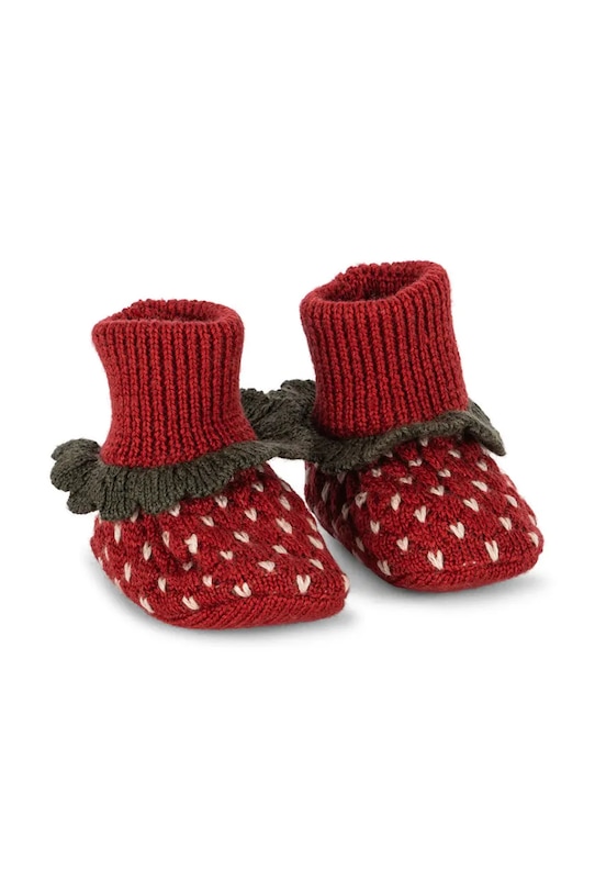 Topánky pre bábätká Konges Sløjd STRAWBERRY BOOTIES nezateplené červená KS103536.9BYA