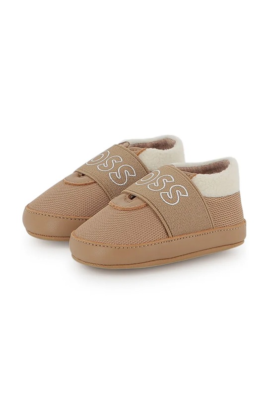 Βρεφικά παπούτσια BOSS J52589 καφέ AW25
