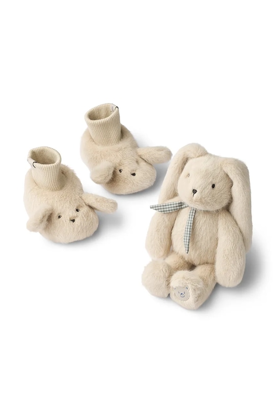Черевики для немовля Liewood Basim Rabbit Baby Plush Gift Set з утепленням бежевий LW20297.9BYA
