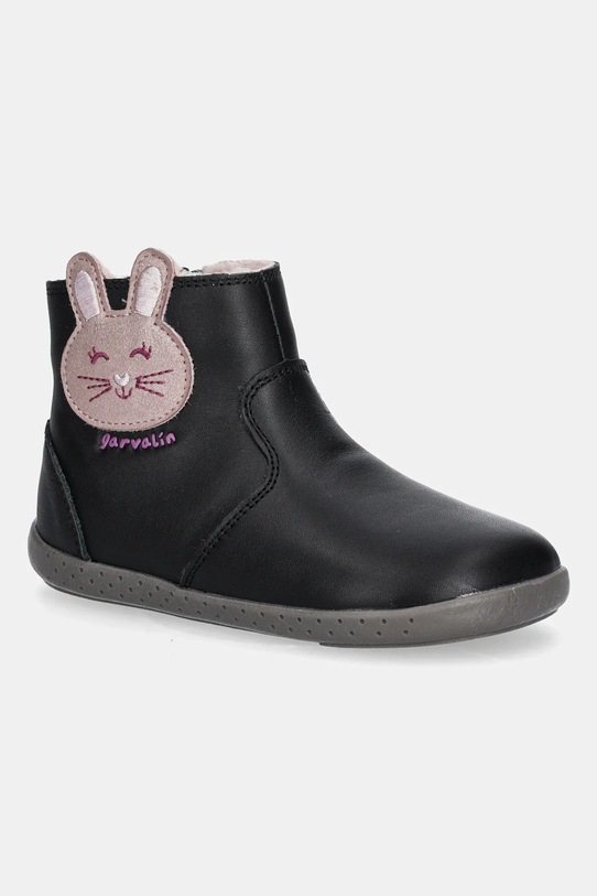 Garvalin buty zimowe skórzane dziecięce na zamek czarny 251301.24.26
