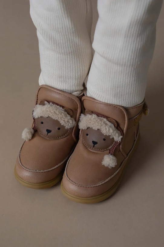 Donsje obuwie zimowe Abbus Shoes Christmas Bear tekstylny beżowy 1500105