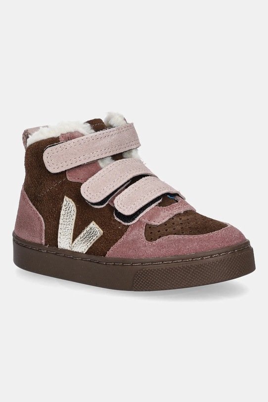 Παιδικές χειμερινές μπότες σουέτ Veja Small V-10 Mid Winter ελαφρώς μονωμένα ροζ DF0320994C.22.27