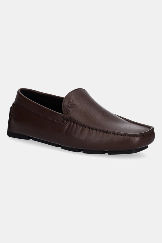 Calvin Klein mokasyny skórzane DRIVER LTH skóra licowa brązowy HM0HM01864