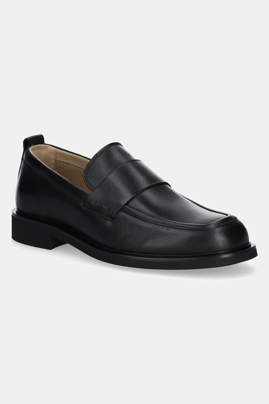Usnjeni mokasini Calvin Klein SQ RUBBER LOAFER Elegantno črna HM0HM01901