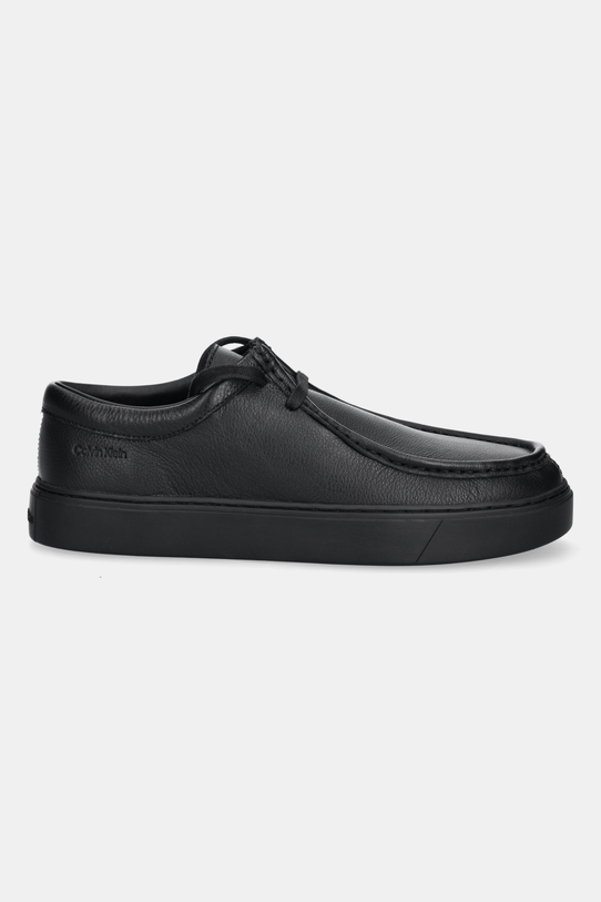 Calvin Klein mocasini de piele HYBRID APRON LACE UP LTH HM0HM01893 negru AW25