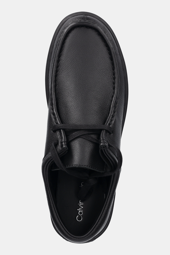 Calvin Klein mocasini de piele HYBRID APRON LACE UP LTH negru HM0HM01893