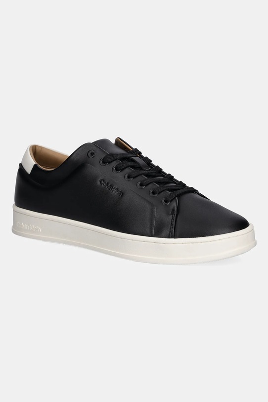 Δερμάτινα αθλητικά παπούτσια Calvin Klein PURE LOW LACEUP CUPSOLE HF LTH μικρό μαύρο HM0HM01859