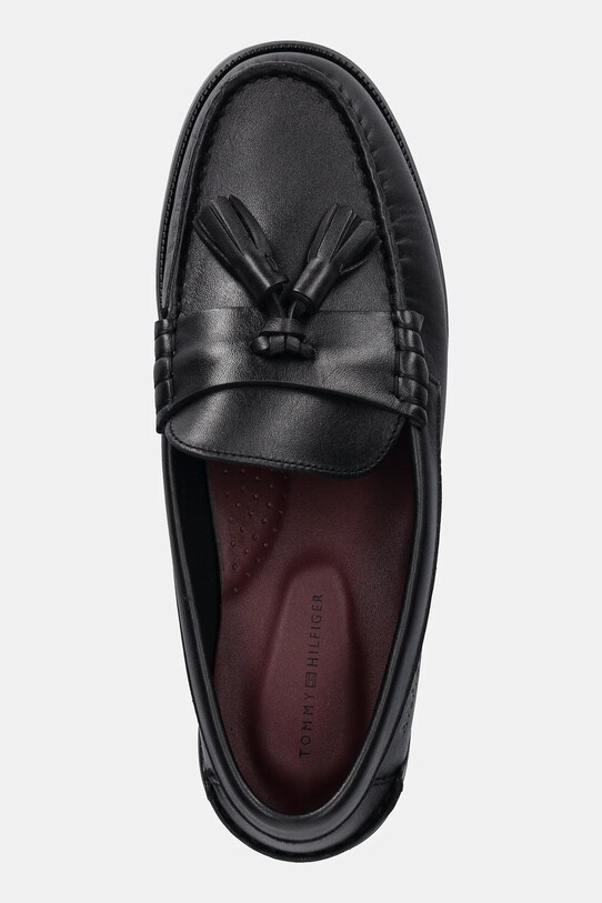Tommy Hilfiger mocasini de piele TH TASSEL LTH LOAFER negru FM0FM05494