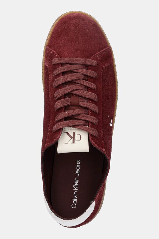 Calvin Klein Jeans sneakers din piele intoarsă LOW PROFILE CUPSOLE SU burgundia YM0YM01321