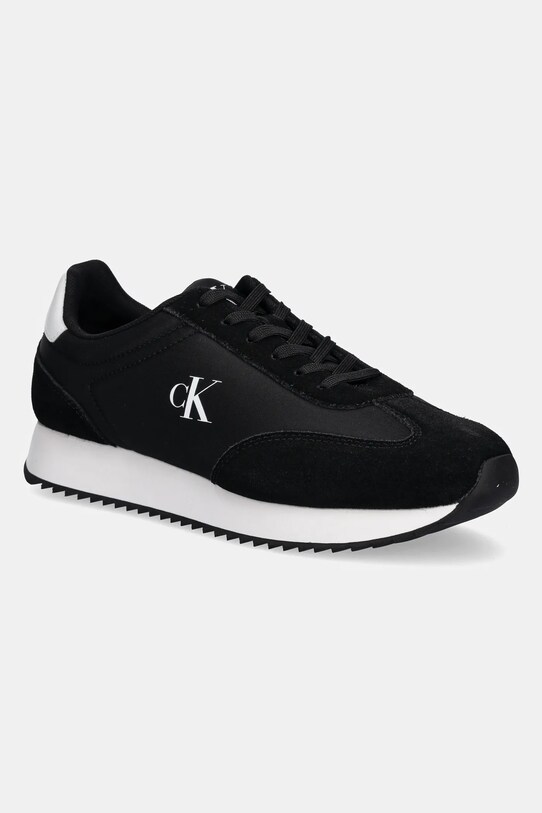 Calvin Klein Jeans sneakersy RETRO RUNNER LACE UP NY-SU skóra zamszowa czarny YM0YM01325
