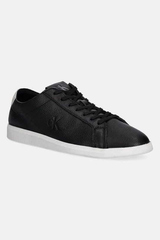 Δερμάτινα αθλητικά παπούτσια Calvin Klein Jeans LOW PROFILE CUPSOLE TMB LTH μικρό μαύρο YM0YM01331