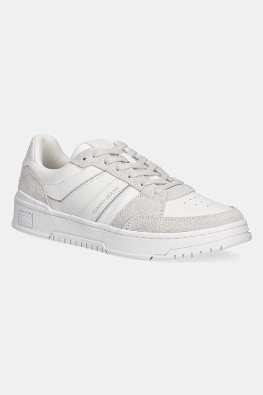 Tenisice Tommy Jeans TJM CUPSOLE PODS brušena koža bijela EM0EM01579