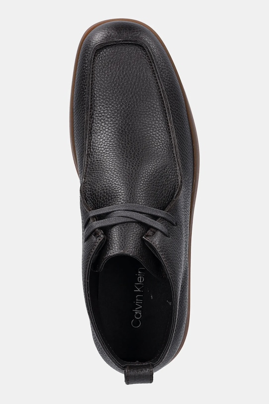 Calvin Klein pantofi de piele HYBRID CUP APRON BOOT LTH maro HM0HM01987