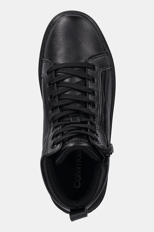 Usnjene superge Calvin Klein CLASSIC CUP MID LACEUP ZIP LTH črna YM0YM01428