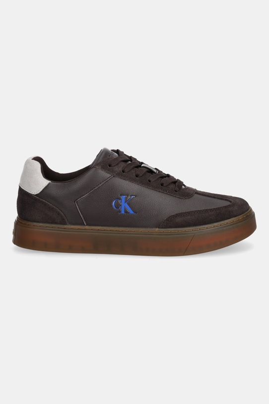 Calvin Klein sneakersy skórzane CLASSIC CUPSOLE LACEUP WT MIX YM0YM01429 brązowy AW25