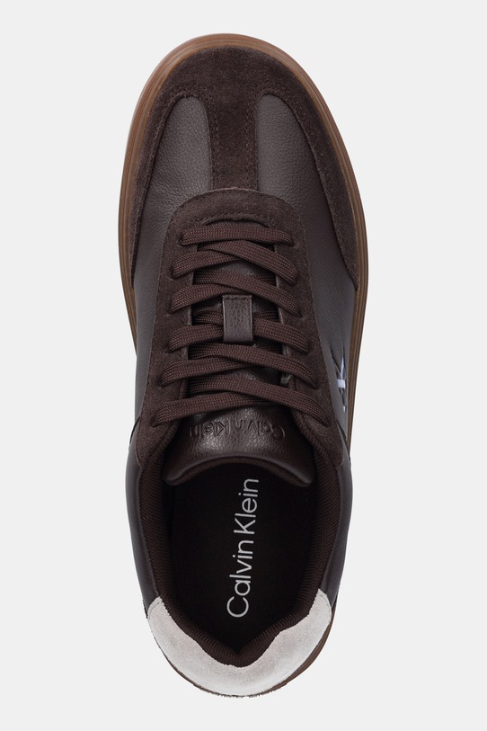 Calvin Klein sneakersy skórzane CLASSIC CUPSOLE LACEUP WT MIX brązowy YM0YM01429